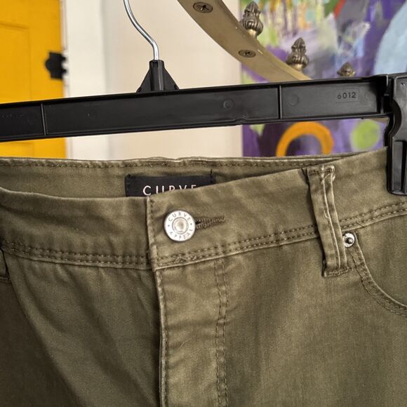 Curve Appeal Jeans Womens High Rise Stretch Green Comfort Minimalist Jegging - Picture 2 of 6